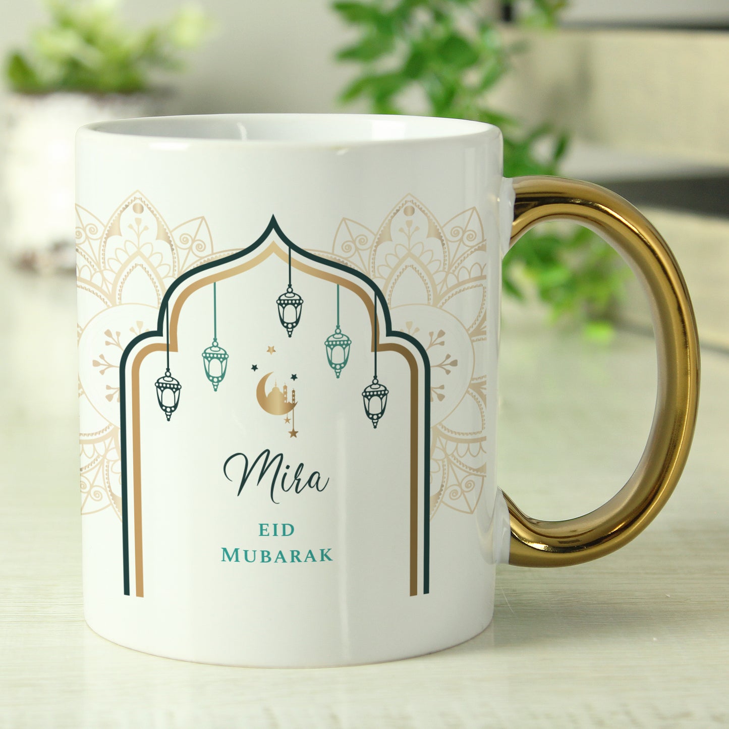 Personalised Eid and Ramadan Gold Handled Mug - MK&JD Gifts
