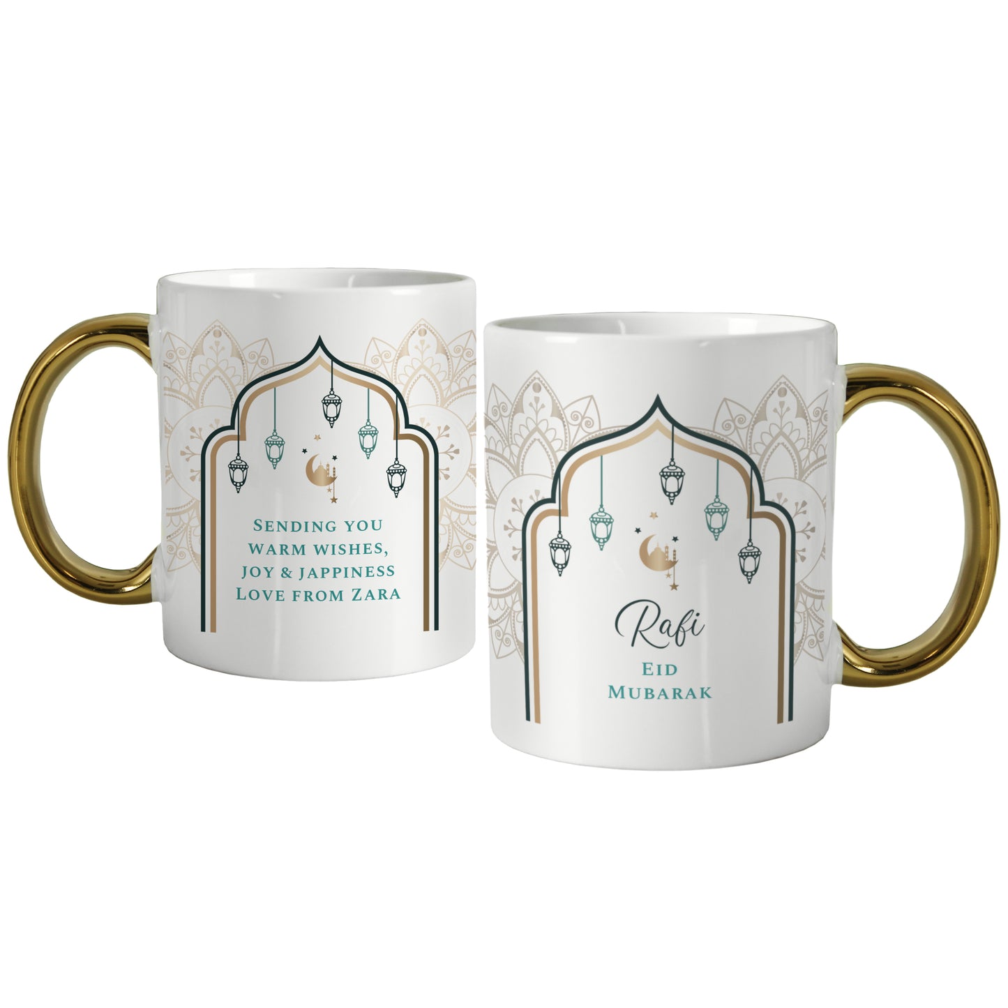 Personalised Eid and Ramadan Gold Handled Mug - MK&JD Gifts