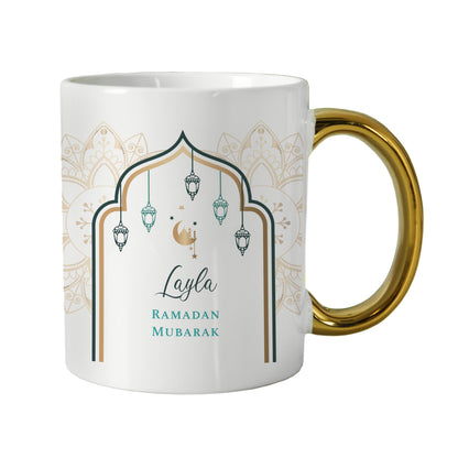 Personalised Eid and Ramadan Gold Handled Mug - MK&JD Gifts