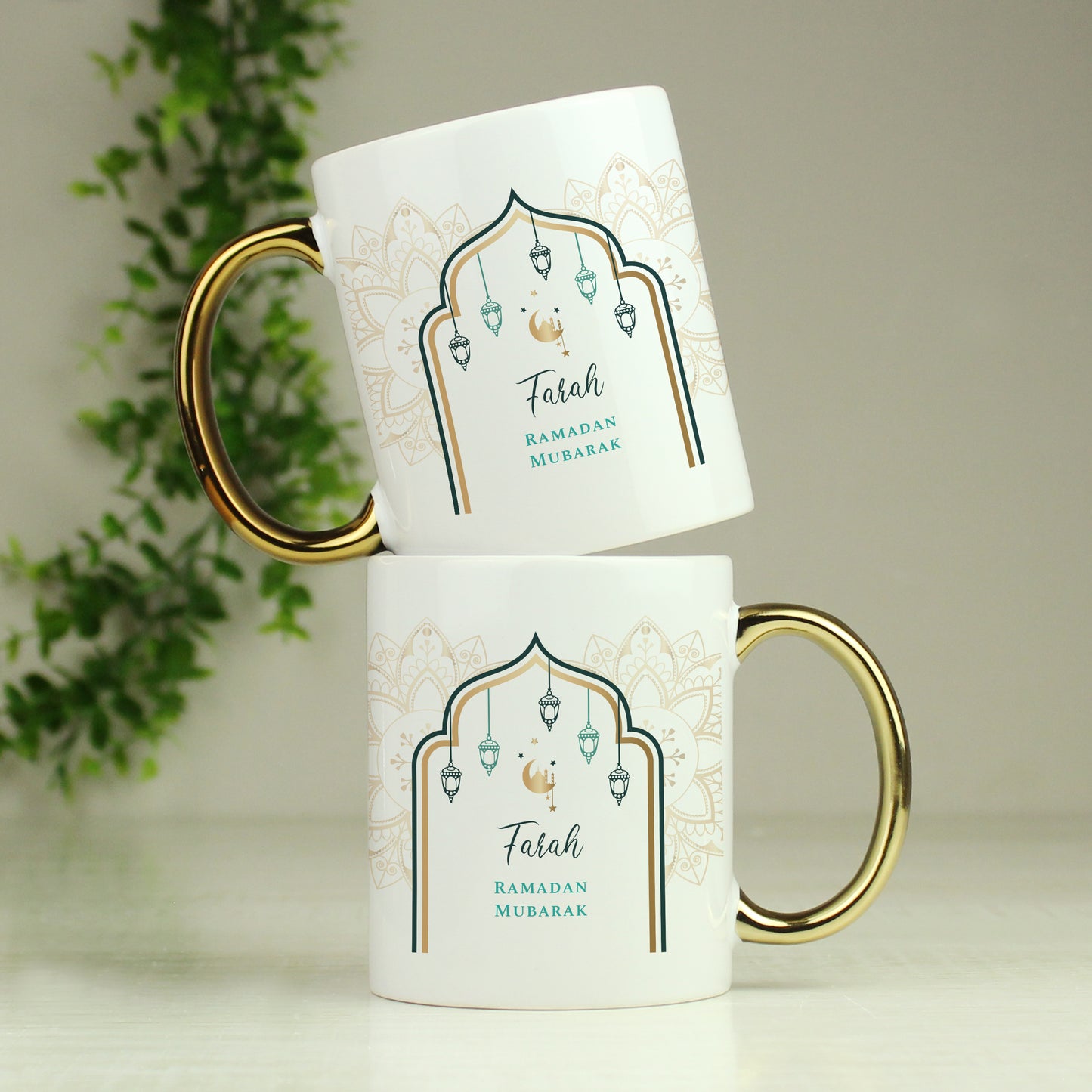 Personalised Eid and Ramadan Gold Handled Mug - MK&JD Gifts