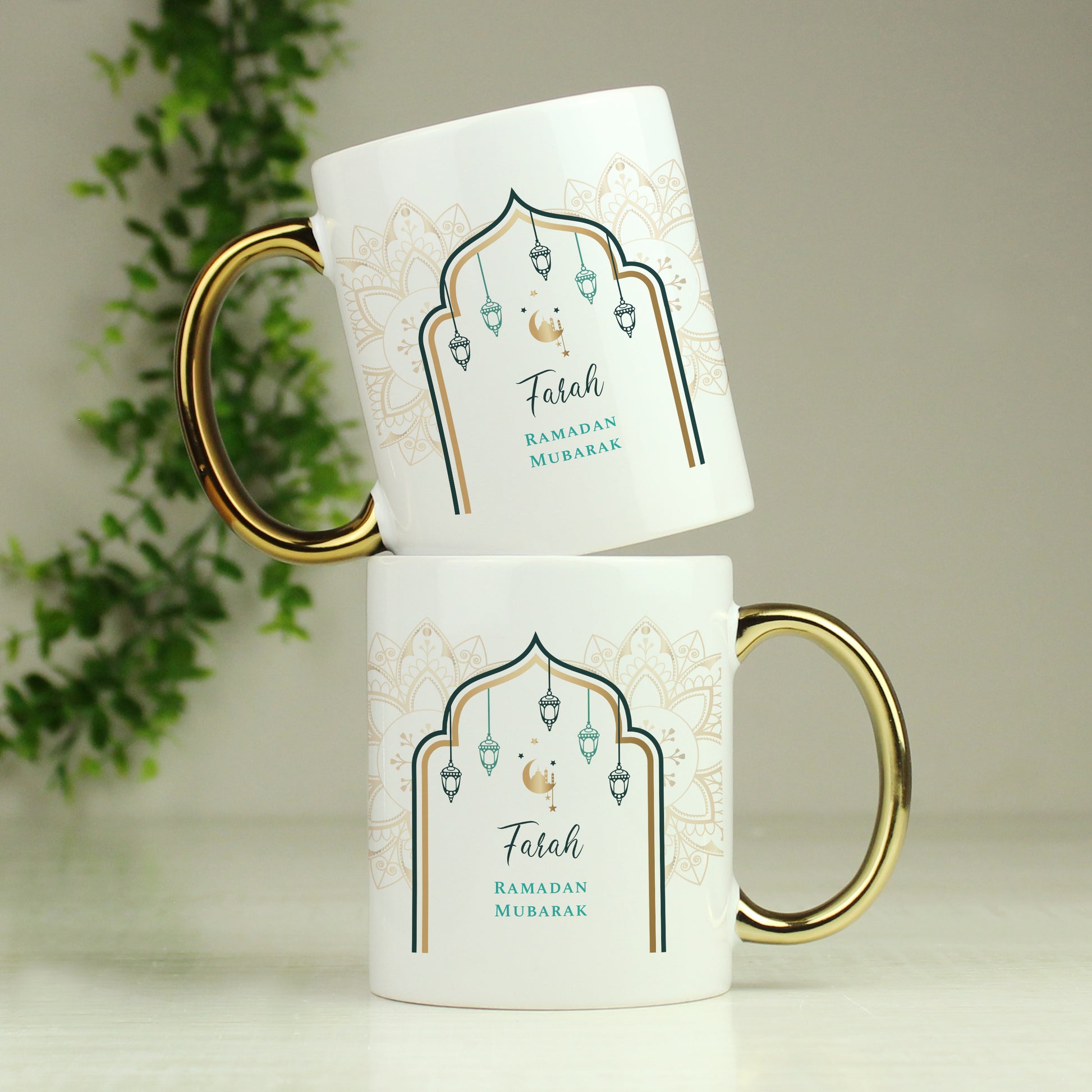 Personalised Eid and Ramadan Gold Handled Mug - MK&JD Gifts