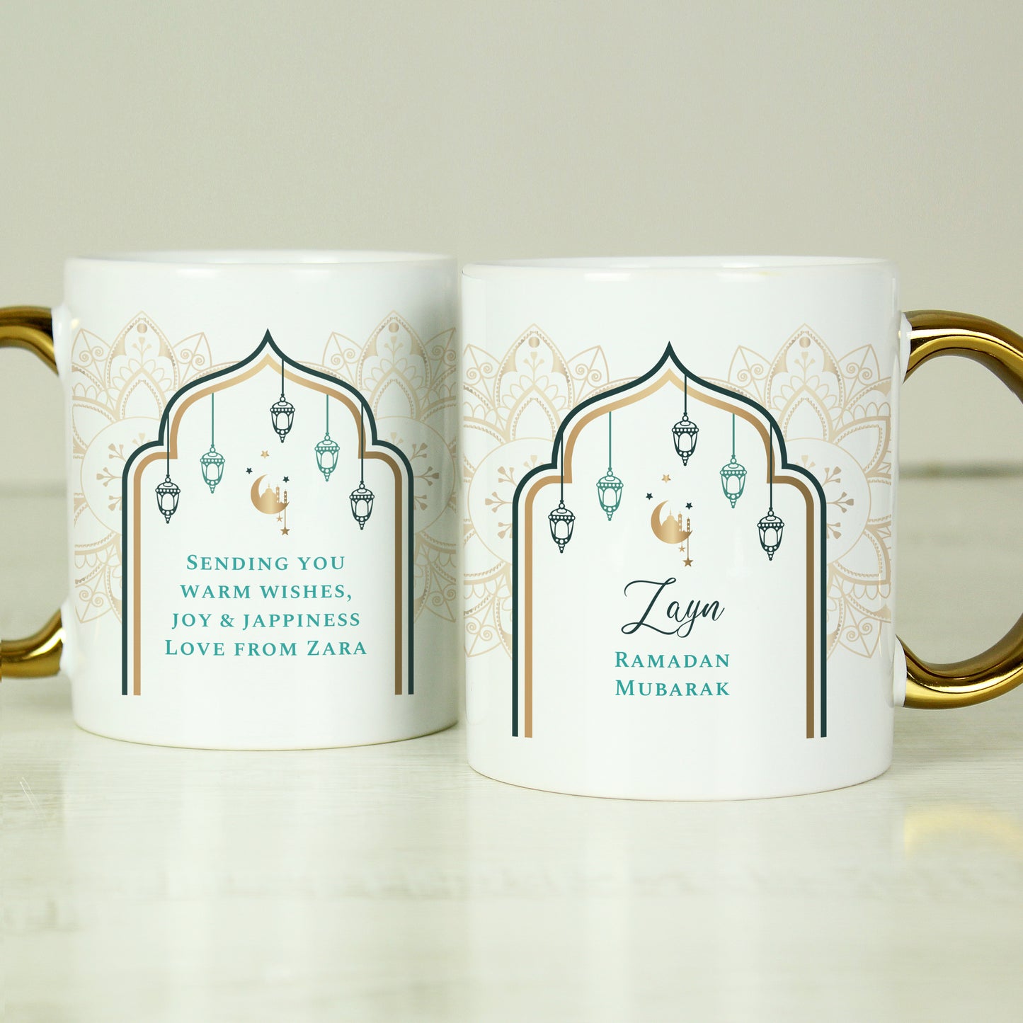Personalised Eid and Ramadan Gold Handled Mug - MK&JD Gifts