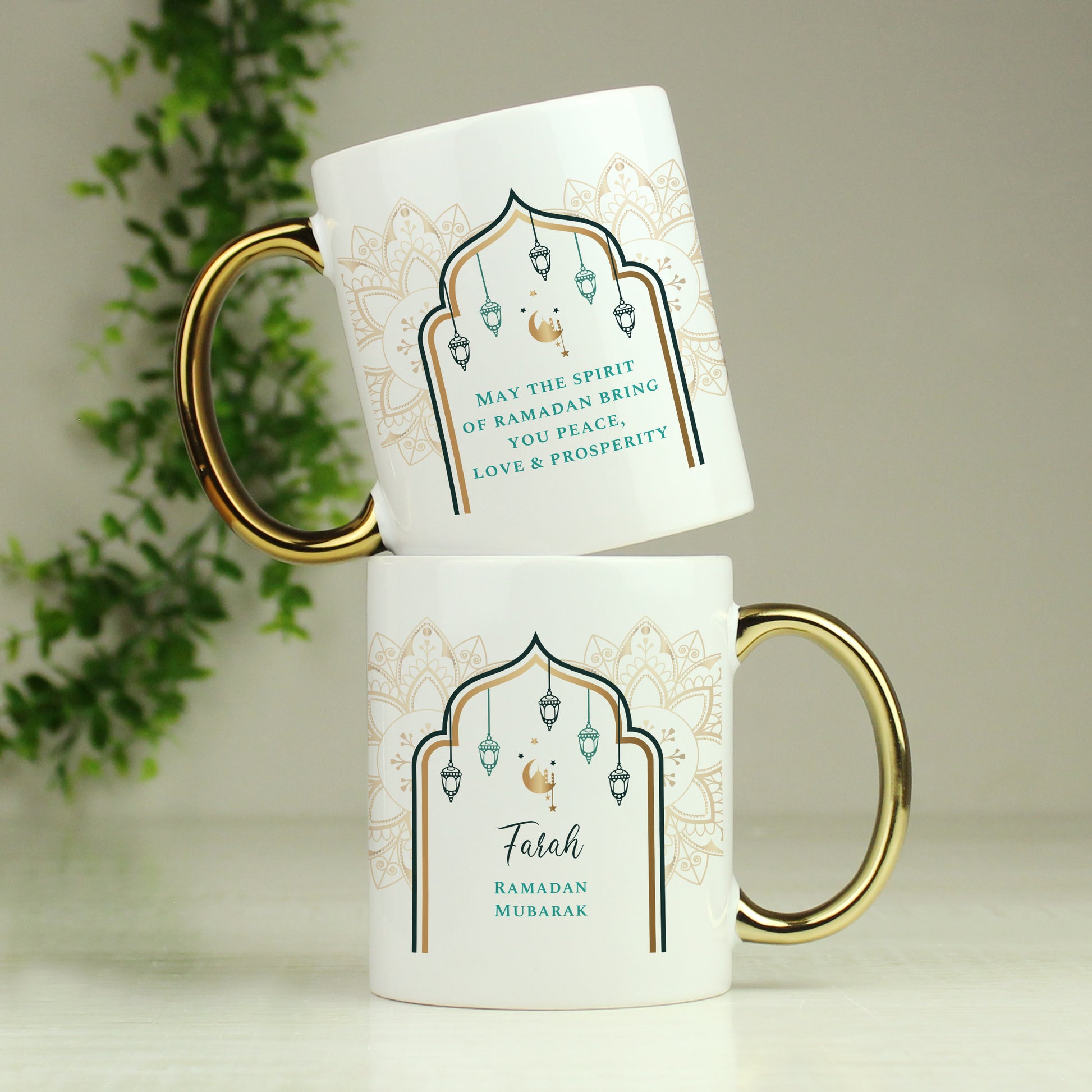 Personalised Eid and Ramadan Gold Handled Mug - MK&JD Gifts