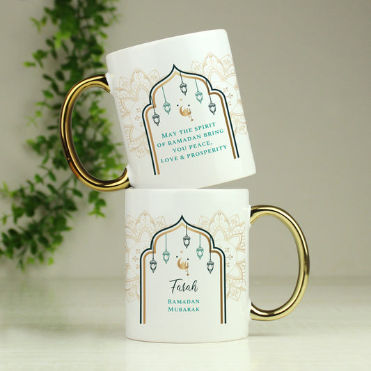 Personalised Eid and Ramadan Gold Handled Mug - MK&JD Gifts