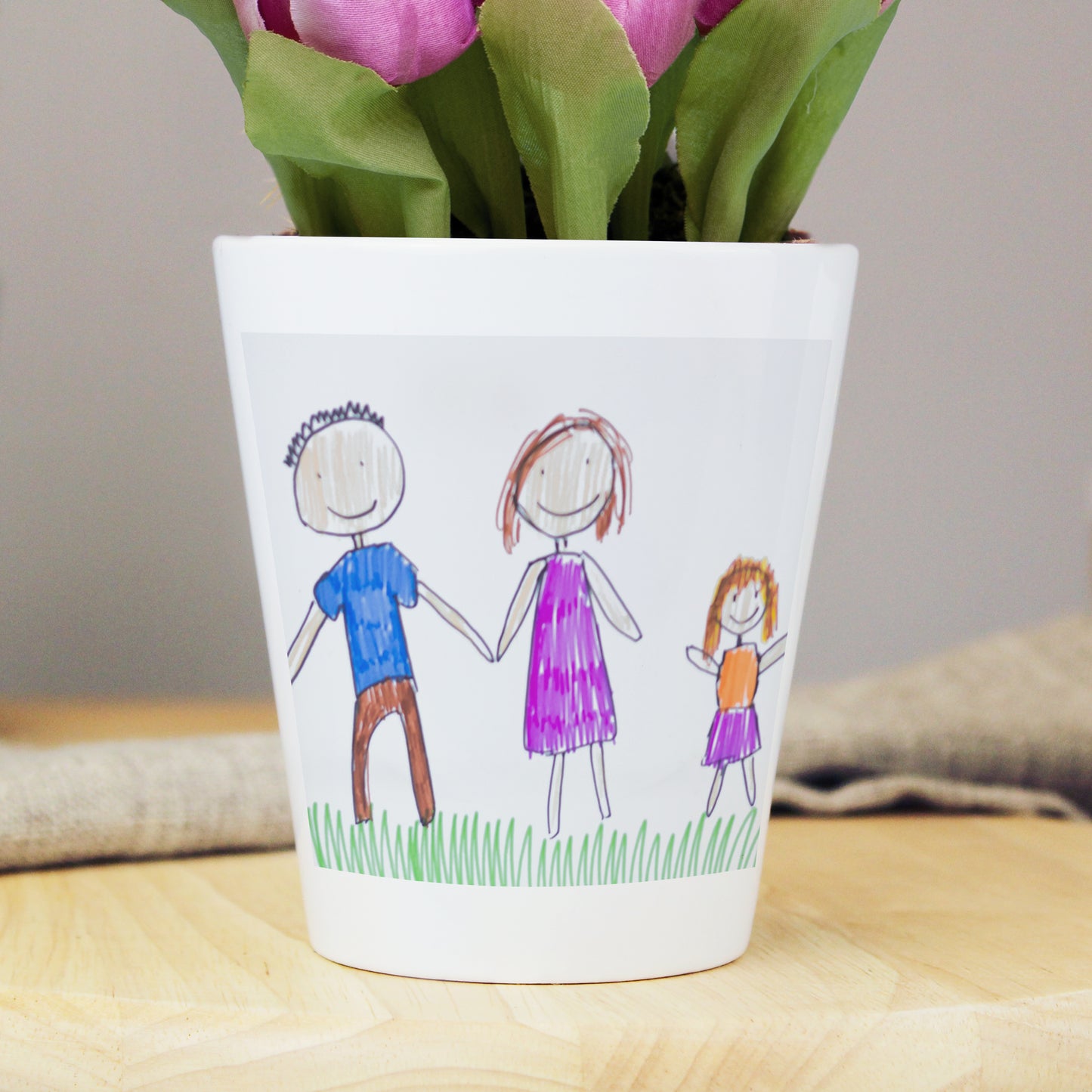 Personalised Childrens Drawing Photo Upload Plant Pot - MK&JD Gifts