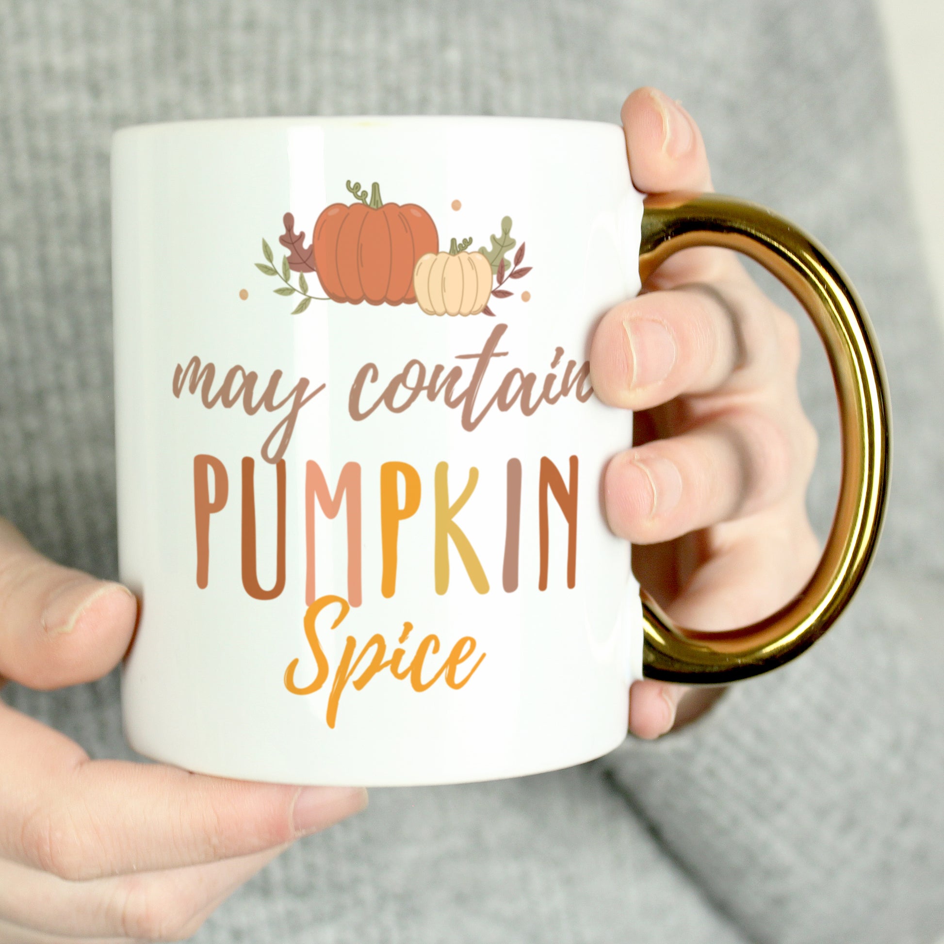 Personalised Pumpkin Spice Gold Handle Mug - MK&JD Gifts