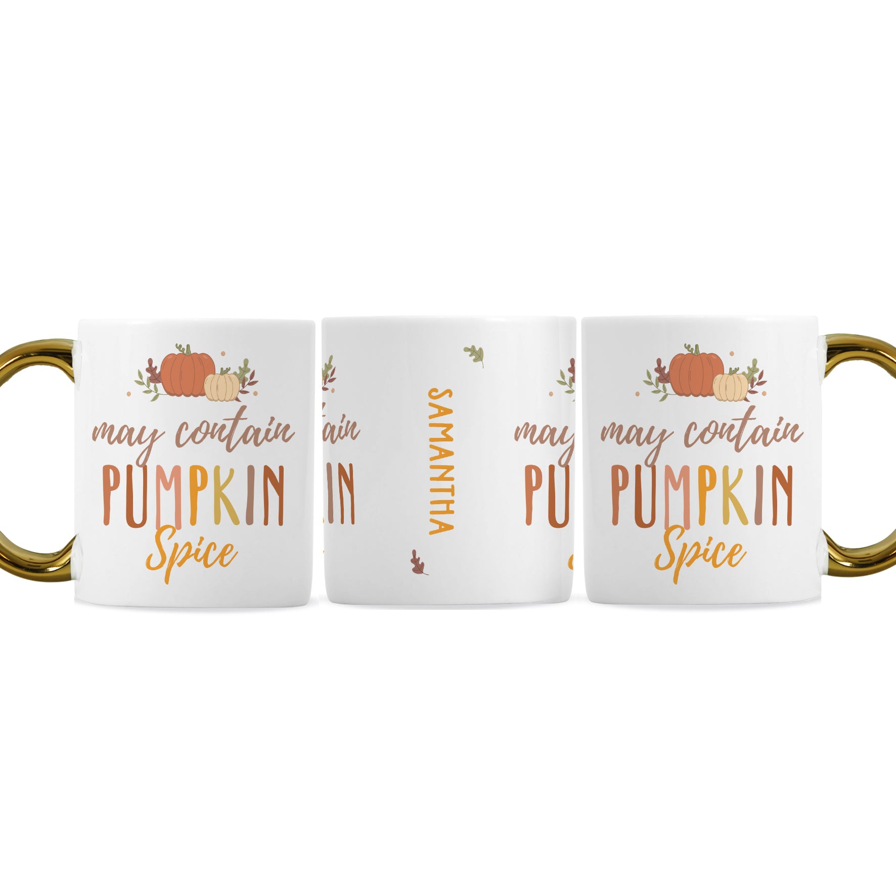 Personalised Pumpkin Spice Gold Handle Mug - MK&JD Gifts
