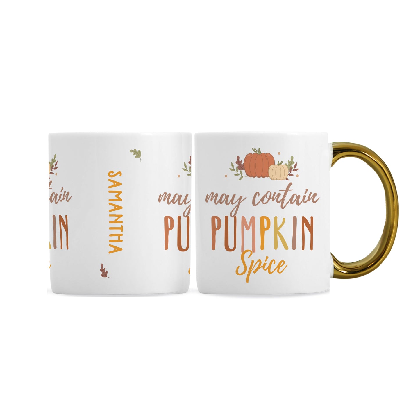 Personalised Pumpkin Spice Gold Handle Mug - MK&JD Gifts