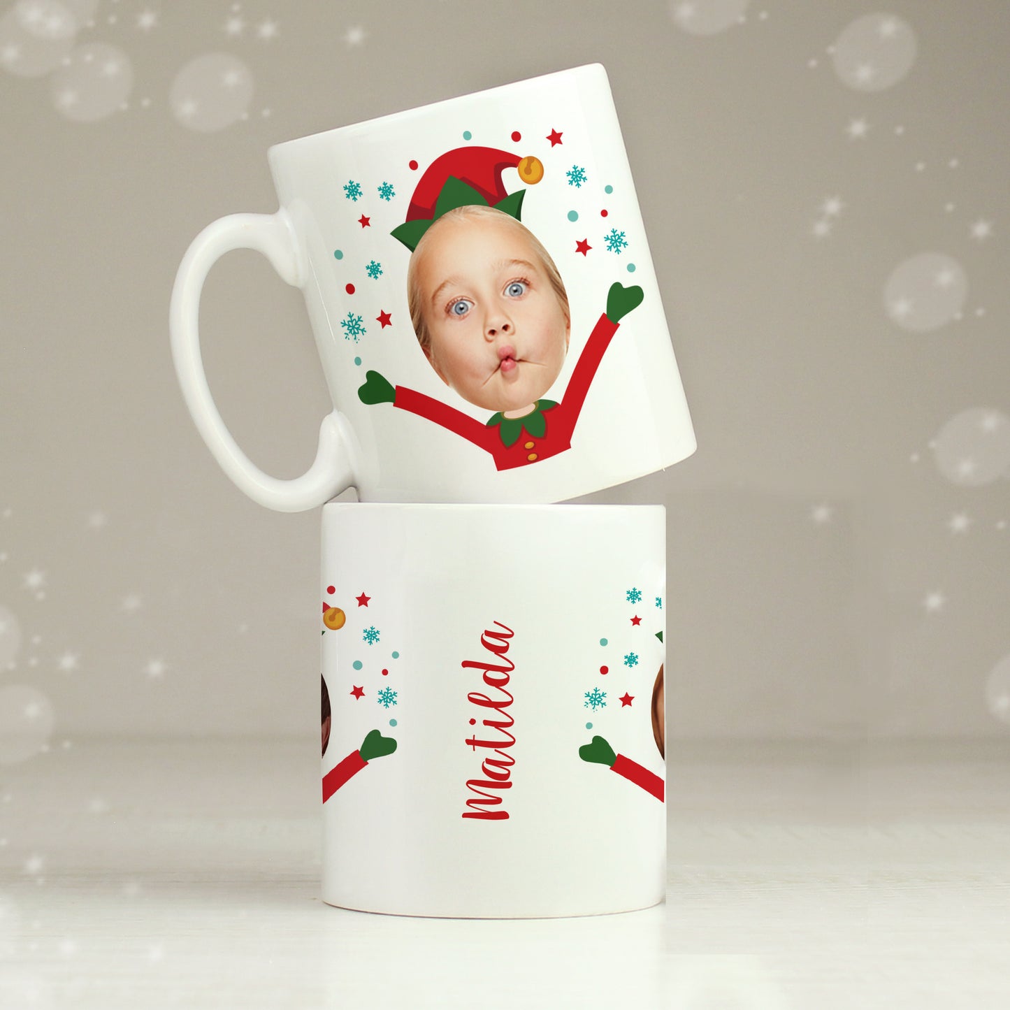 Personalised Photo Upload Christmas Elf Mug - MK&JD Gifts