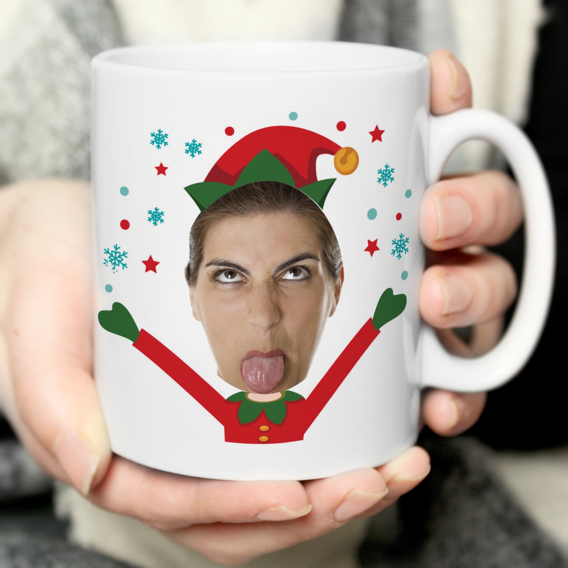 Personalised Photo Upload Christmas Elf Mug - MK&JD Gifts