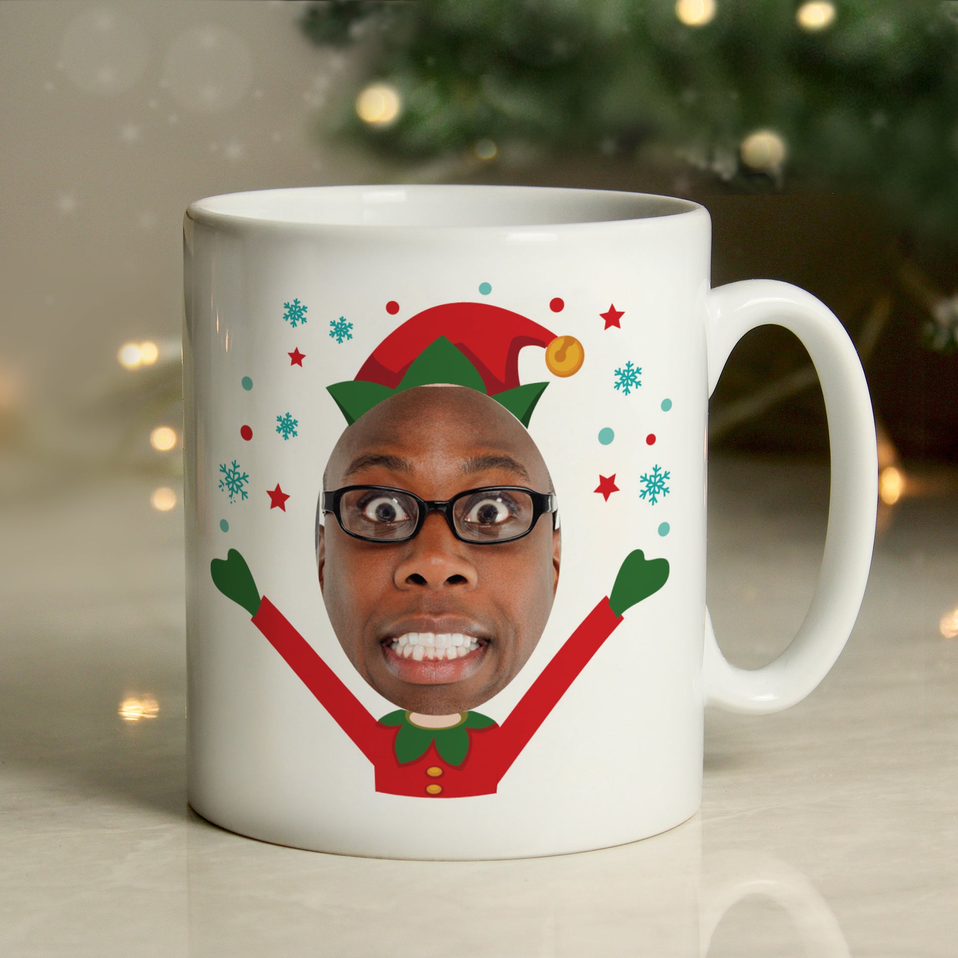 Personalised Photo Upload Christmas Elf Mug - MK&JD Gifts