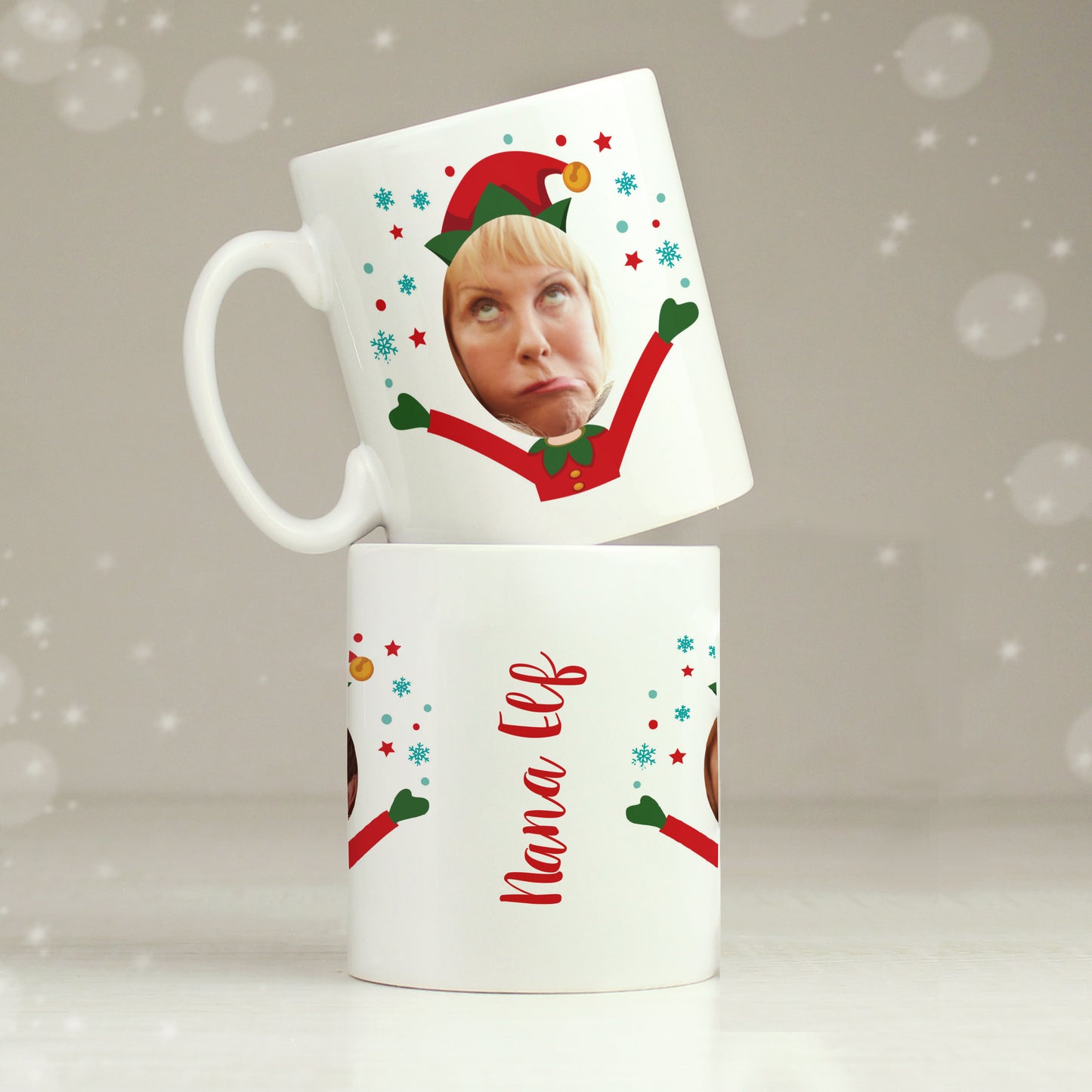 Personalised Photo Upload Christmas Elf Mug - MK&JD Gifts