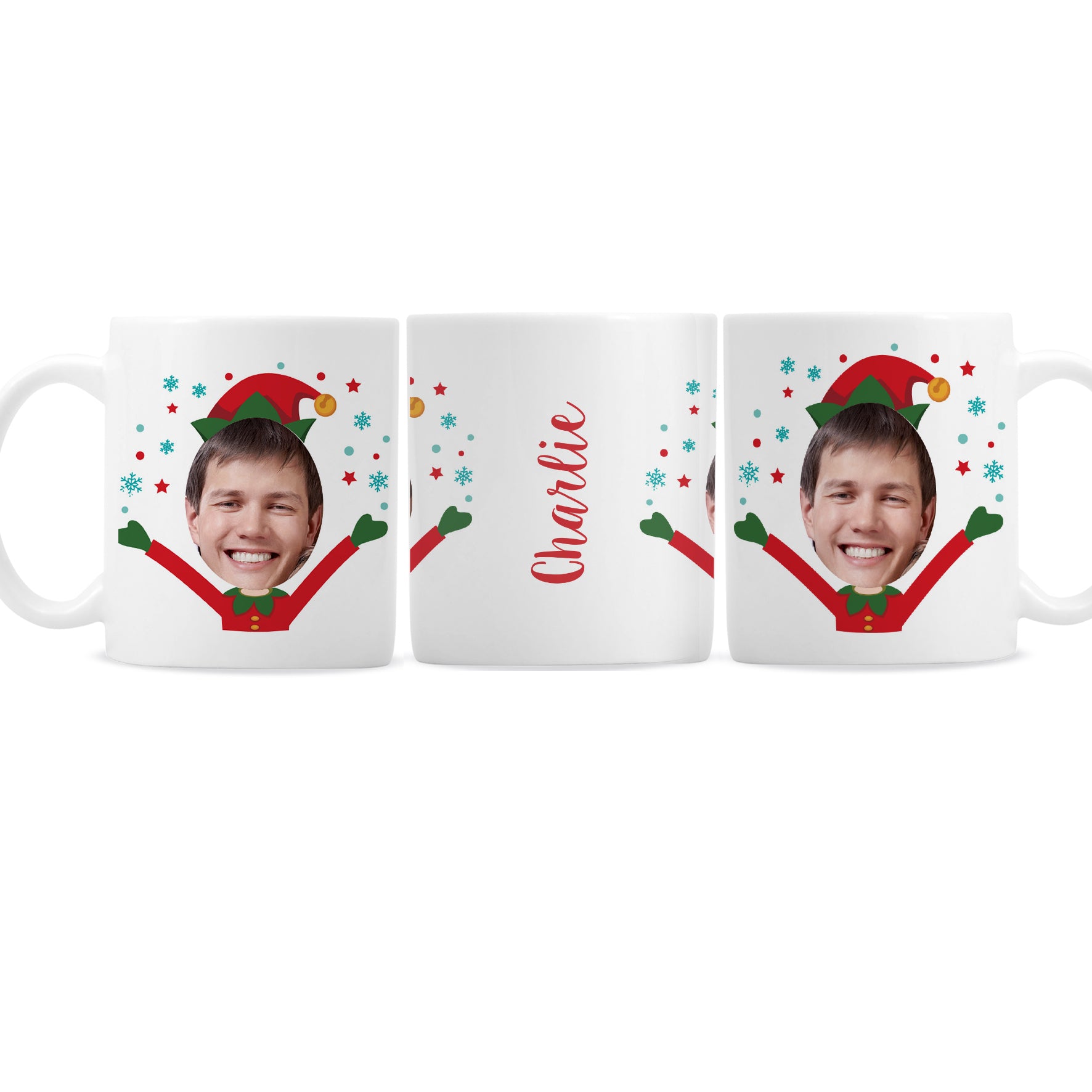 Personalised Photo Upload Christmas Elf Mug - MK&JD Gifts