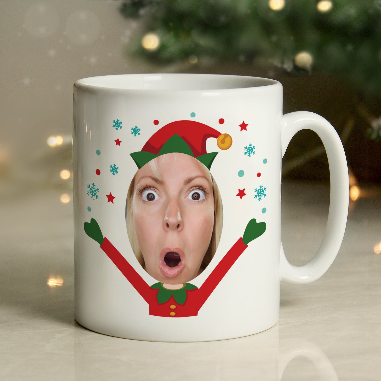 Personalised Photo Upload Christmas Elf Mug - MK&JD Gifts