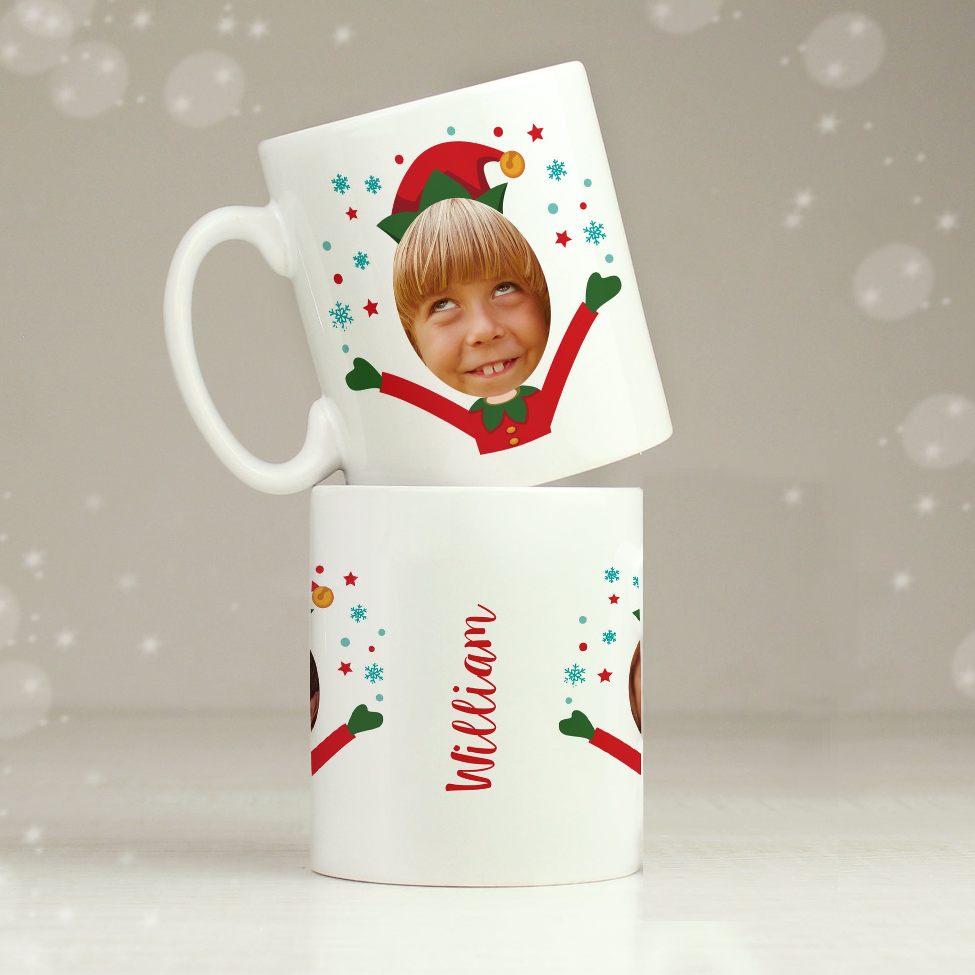 Personalised Photo Upload Christmas Elf Mug - MK&JD Gifts