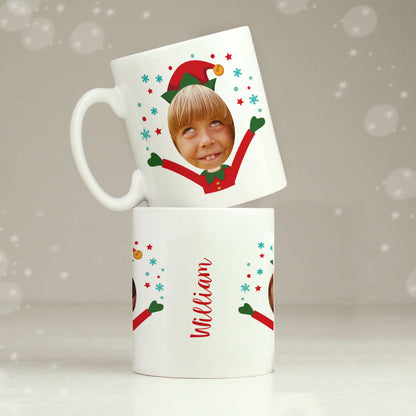 Personalised Photo Upload Christmas Elf Mug - MK&JD Gifts