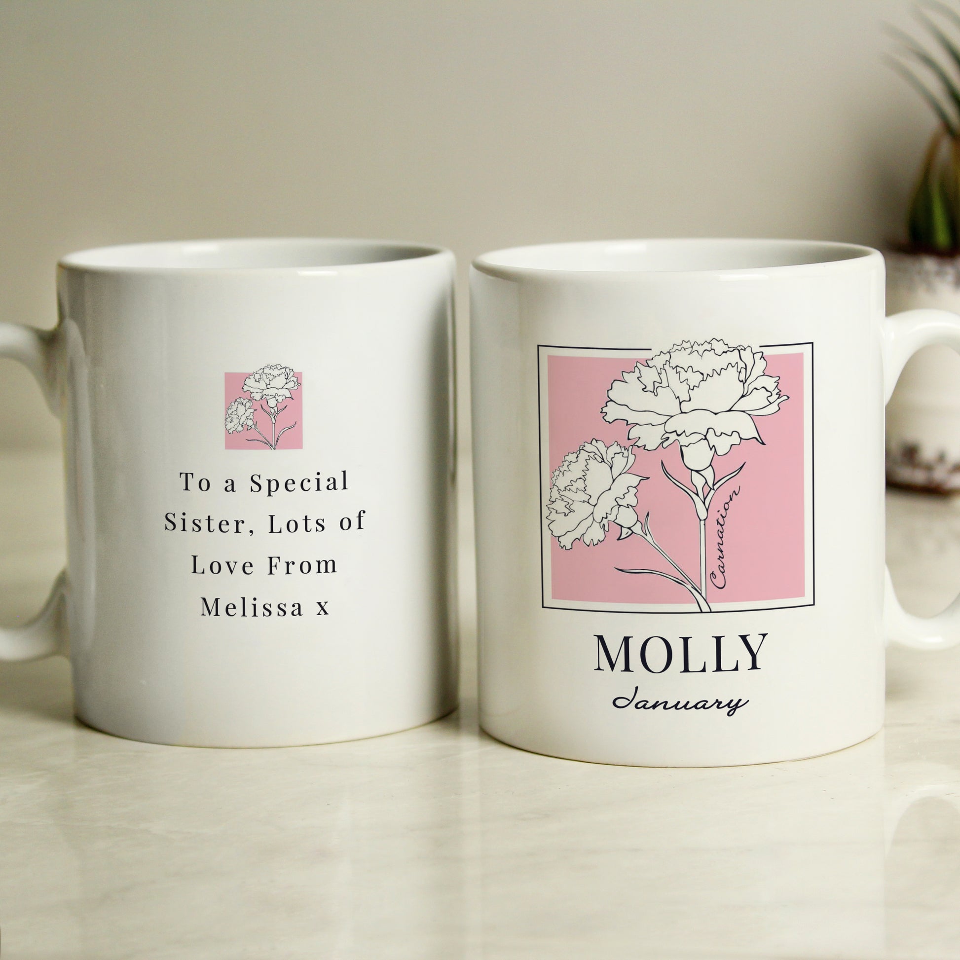 Personalised Birth Flower Mug - MK&JD Gifts