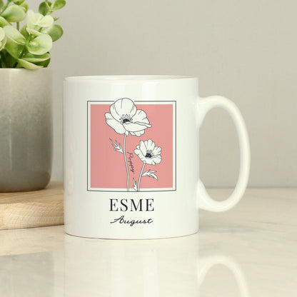 Personalised Birth Flower Mug - MK&JD Gifts