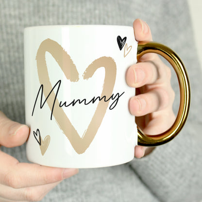 Personalised Hearts Gold Handled Mug - MK&JD Gifts