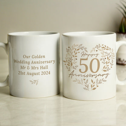 Personalised 50th Golden Wedding Anniversary Mug - MK&JD Gifts