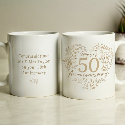 Personalised 50th Golden Wedding Anniversary Mug - MK&JD Gifts