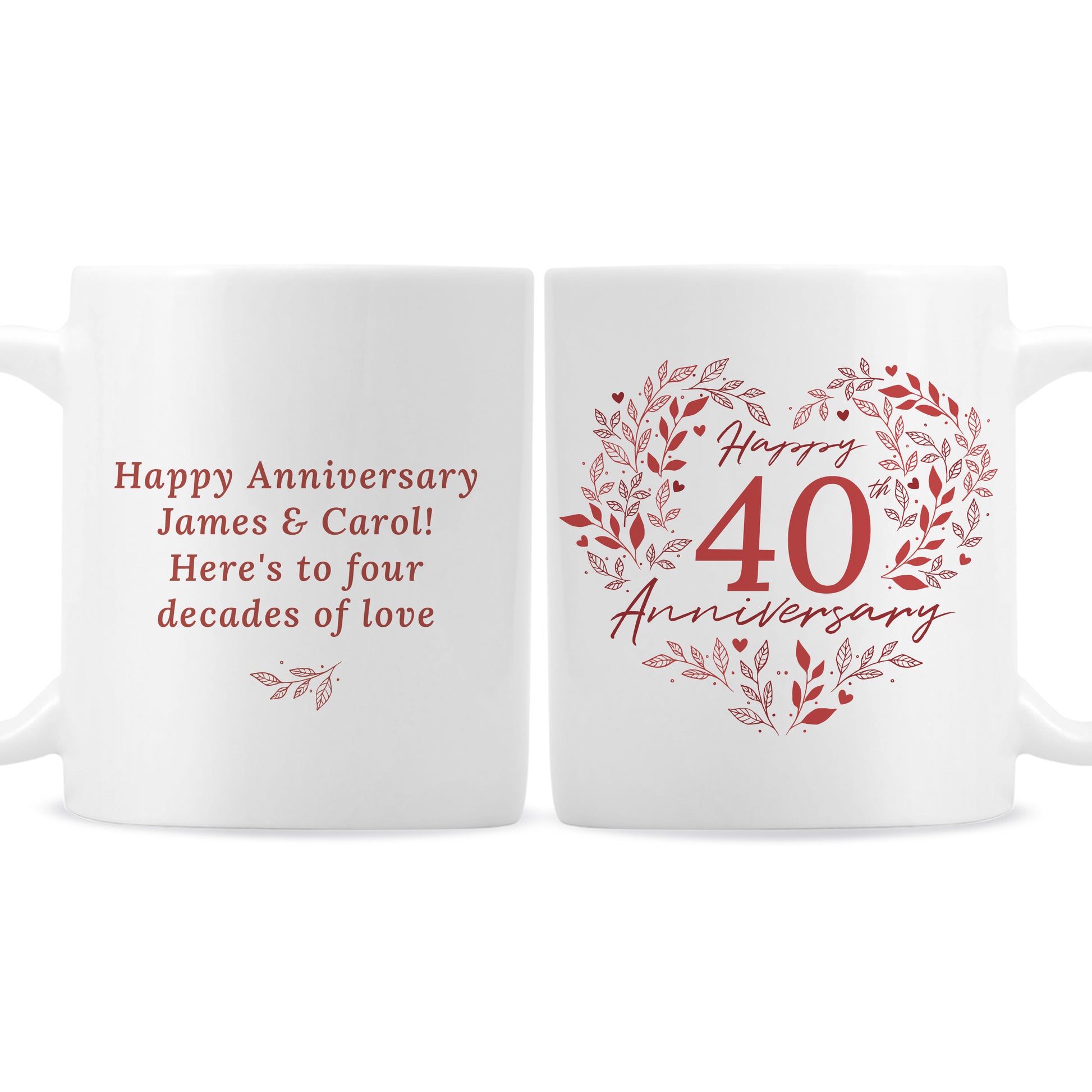 Personalised 40th Ruby Wedding Anniversary Mug - MK&JD Gifts
