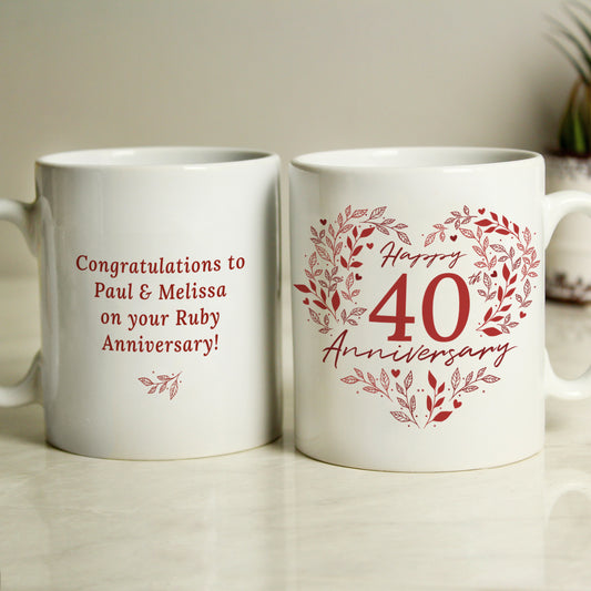 Personalised 40th Ruby Wedding Anniversary Mug - MK&JD Gifts