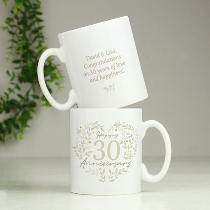Personalised 30th Pearl Wedding Anniversary Mug - MK&JD Gifts