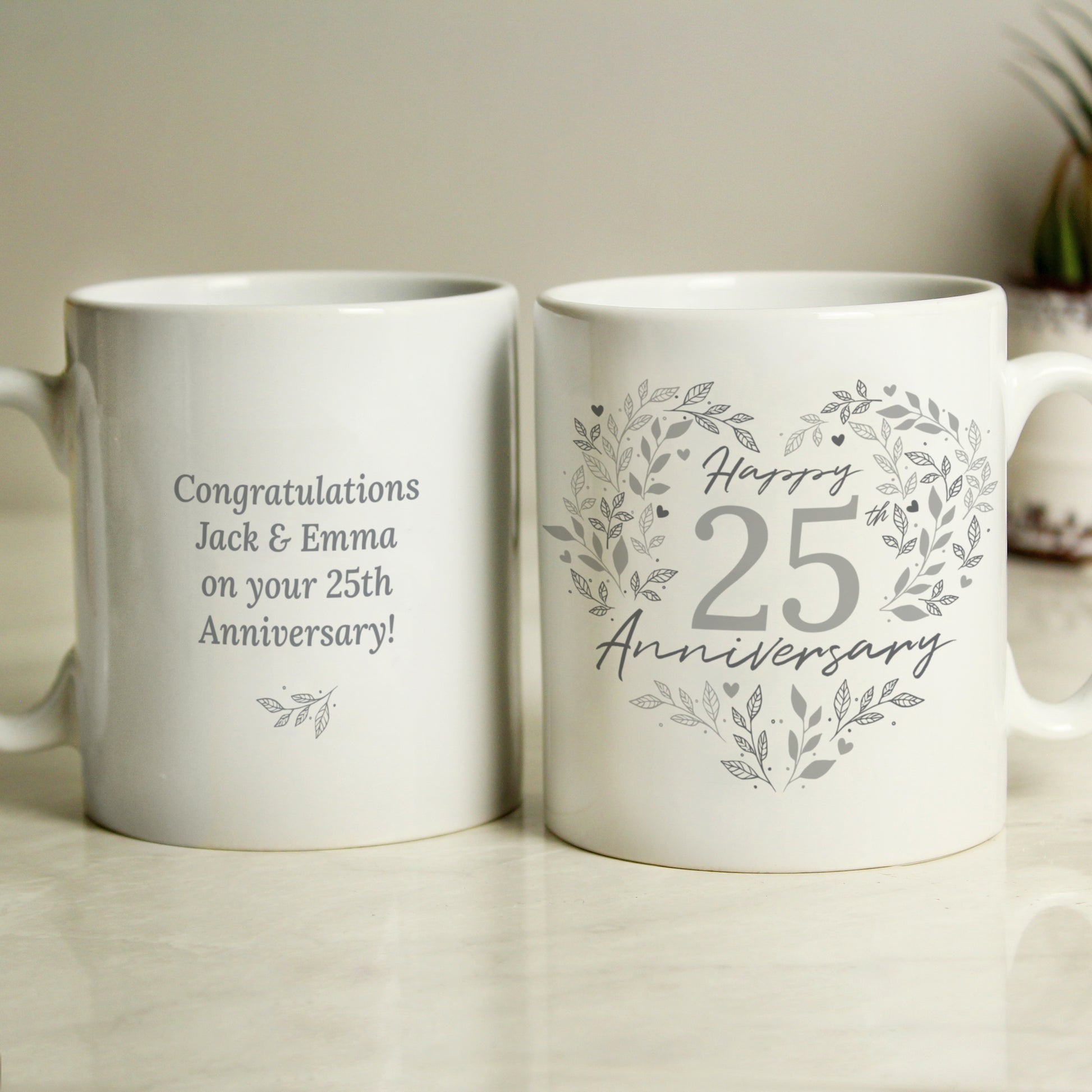 Personalised 25th Silver Wedding Anniversary Mug - MK&JD Gifts
