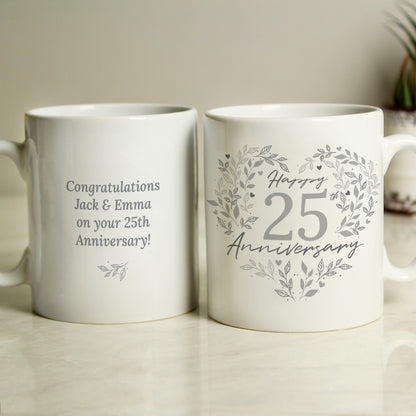 Personalised 25th Silver Wedding Anniversary Mug - MK&JD Gifts