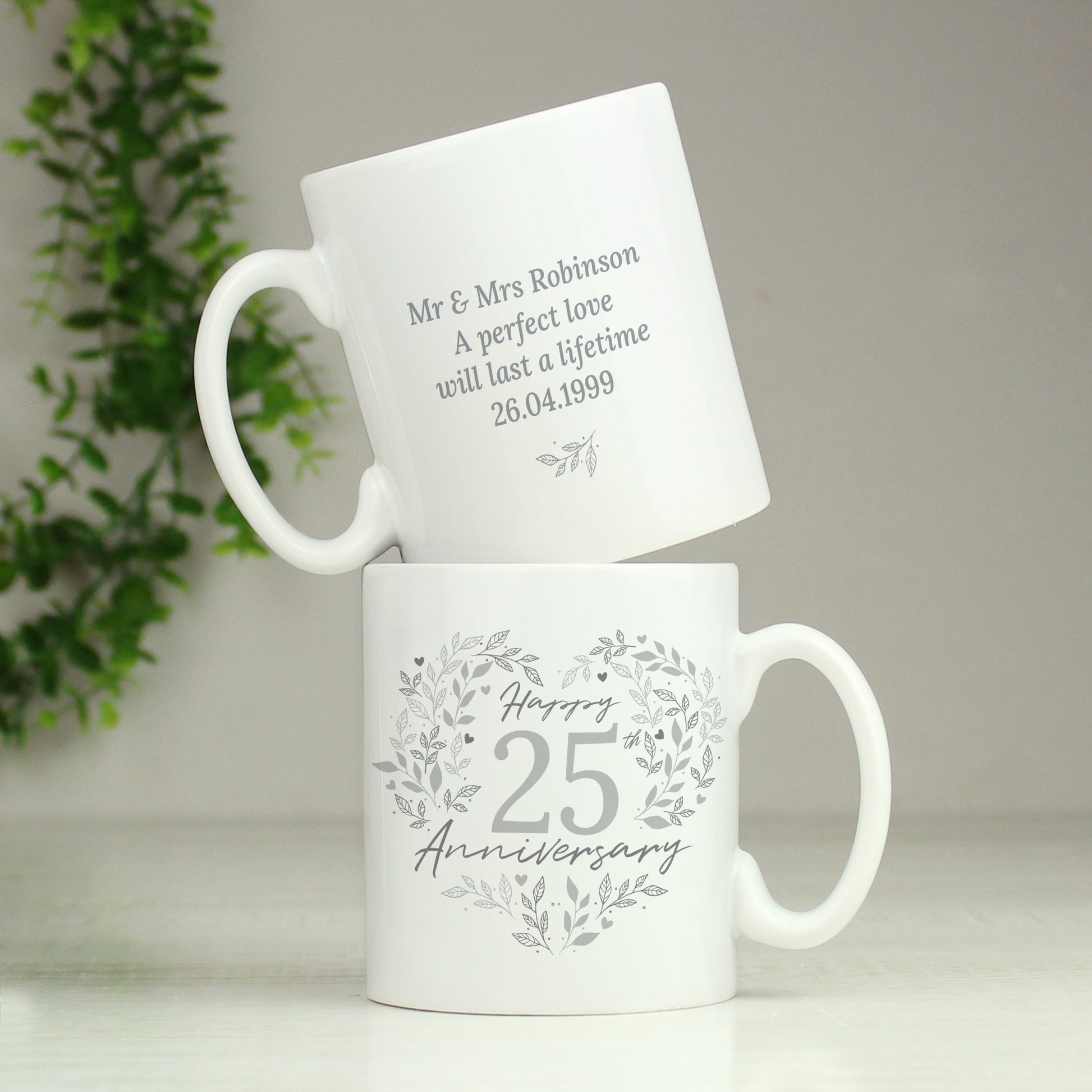 Personalised 25th Silver Wedding Anniversary Mug - MK&JD Gifts
