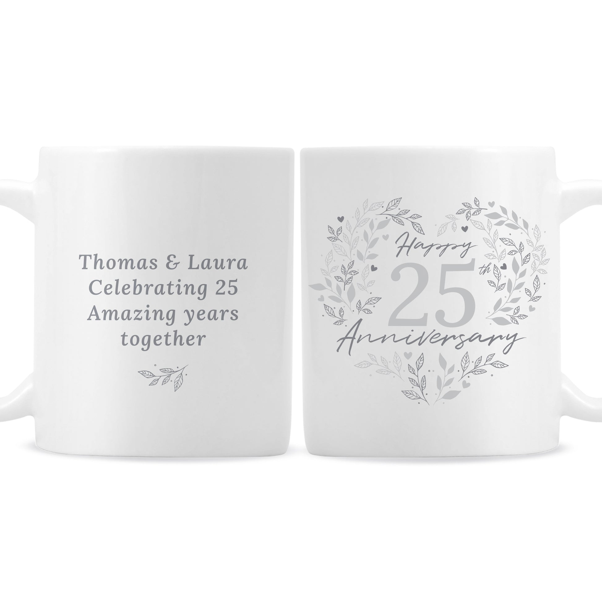 Personalised 25th Silver Wedding Anniversary Mug - MK&JD Gifts