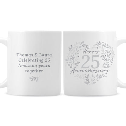 Personalised 25th Silver Wedding Anniversary Mug - MK&JD Gifts