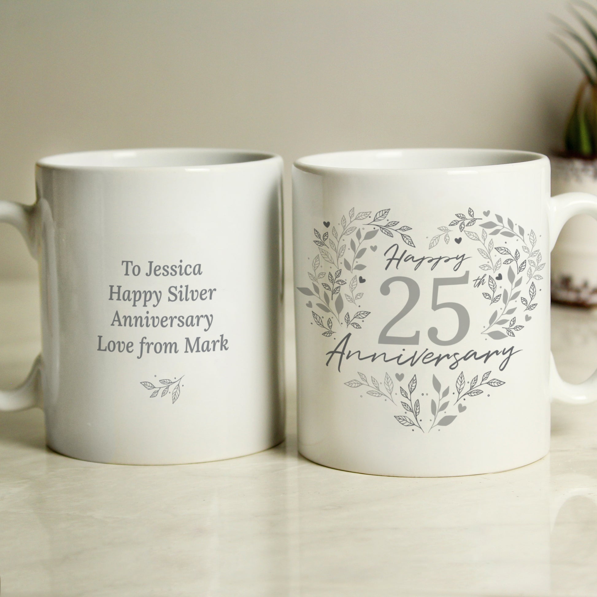 Personalised 25th Silver Wedding Anniversary Mug - MK&JD Gifts