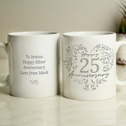 Personalised 25th Silver Wedding Anniversary Mug - MK&JD Gifts