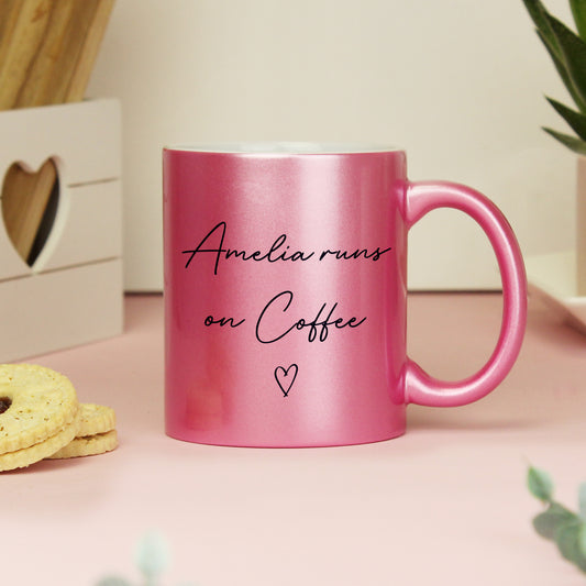 Personalised Pink Glitter Mug