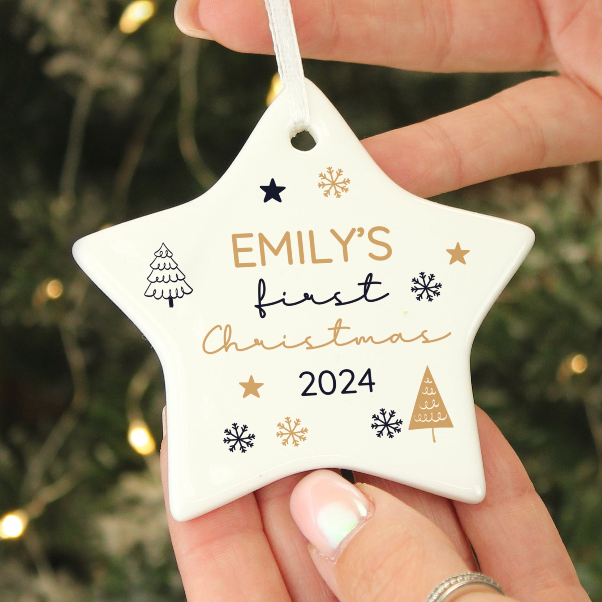 Personalised First Christmas Star Christmas Tree Decoration - MK&JD Gifts