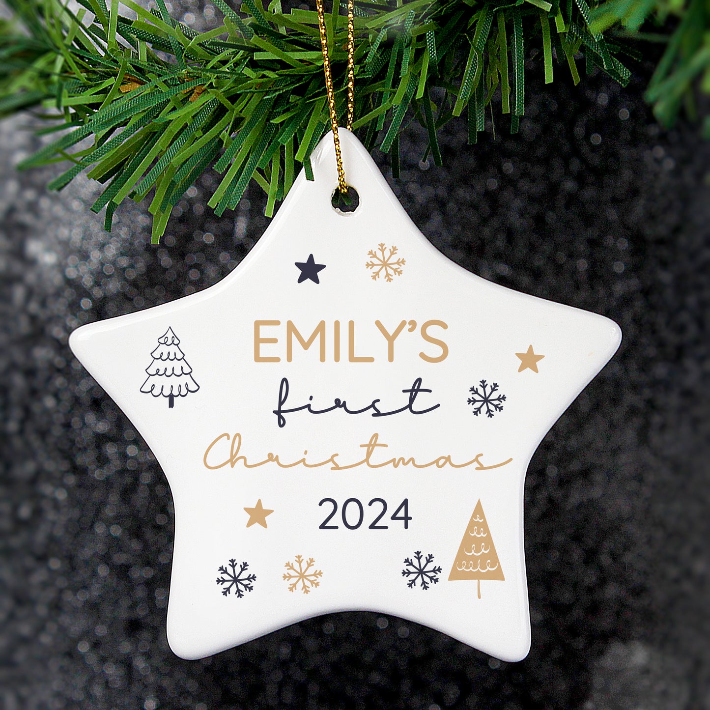 Personalised First Christmas Star Christmas Tree Decoration - MK&JD Gifts