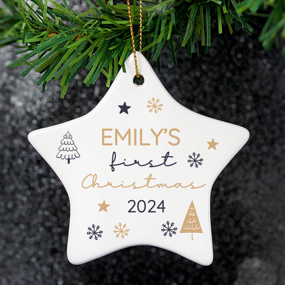 Personalised First Christmas Star Christmas Tree Decoration - MK&JD Gifts