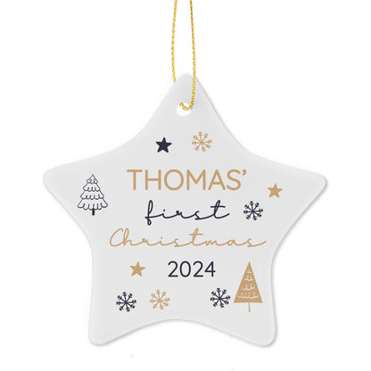 Personalised First Christmas Star Christmas Tree Decoration - MK&JD Gifts
