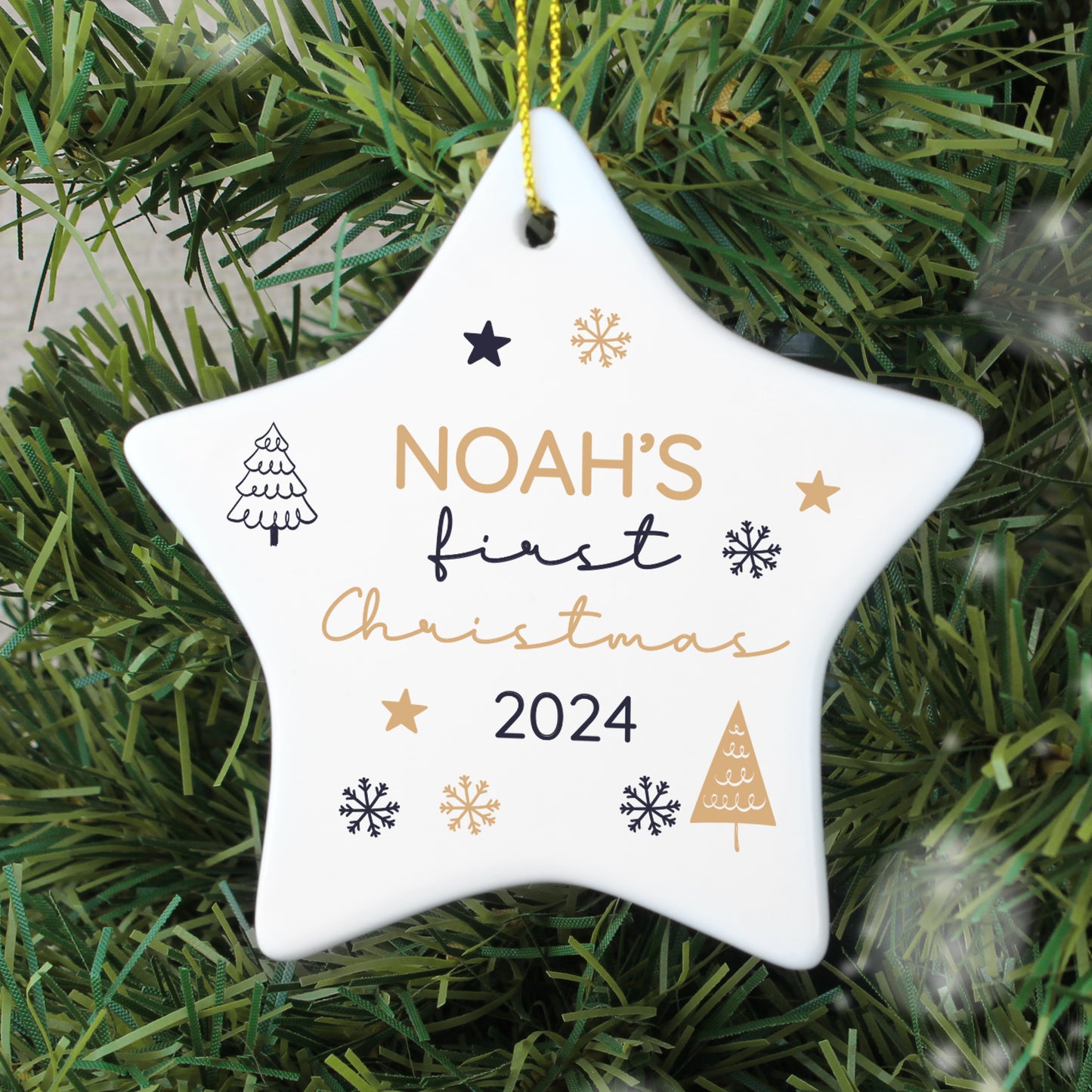 Personalised First Christmas Star Christmas Tree Decoration - MK&JD Gifts