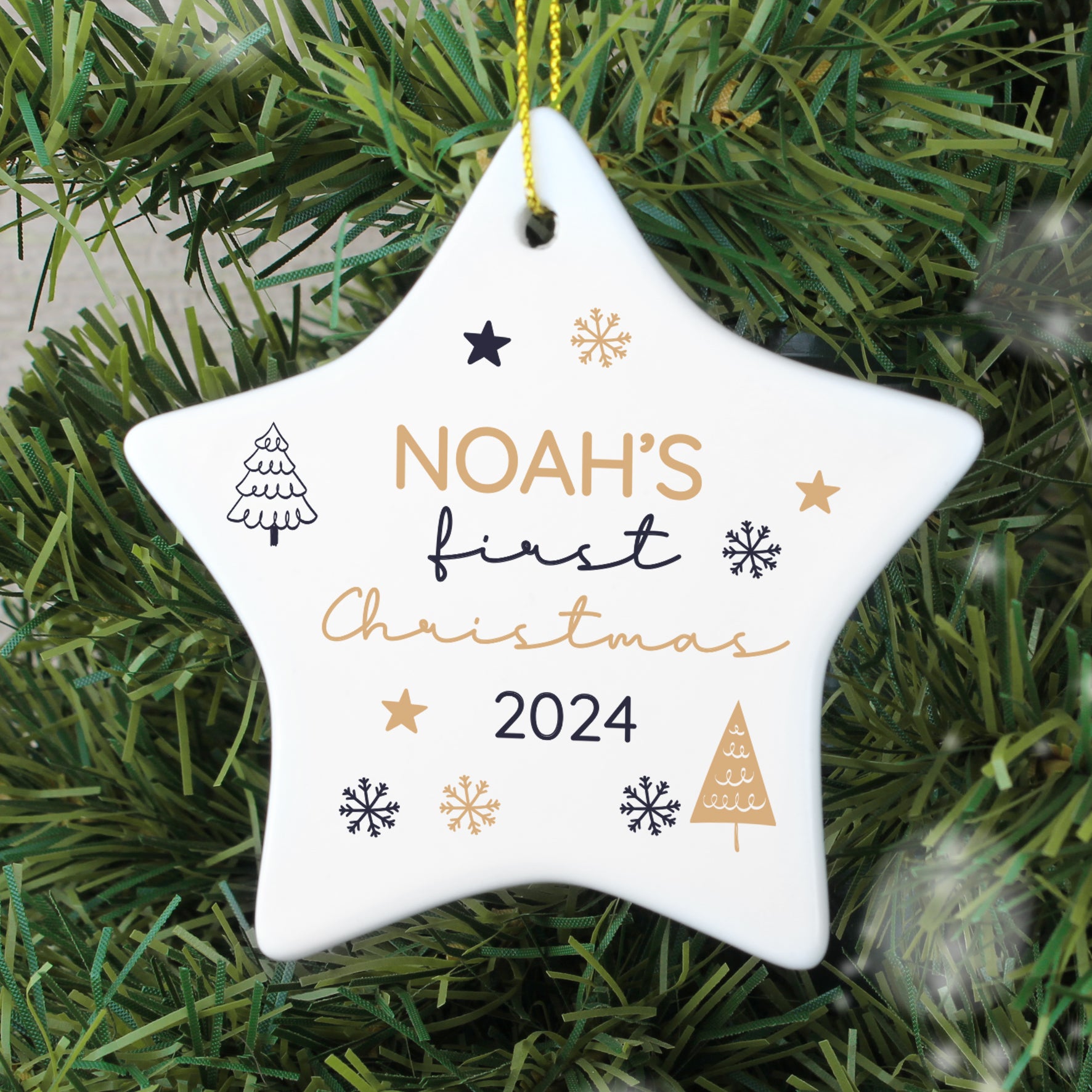 Personalised First Christmas Star Christmas Tree Decoration - MK&JD Gifts