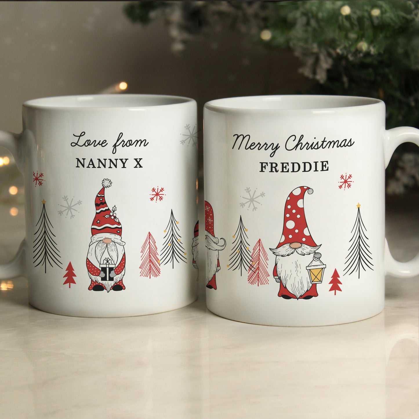 Personalised Christmas Gonk Pattern Mug - MK&JD Gifts
