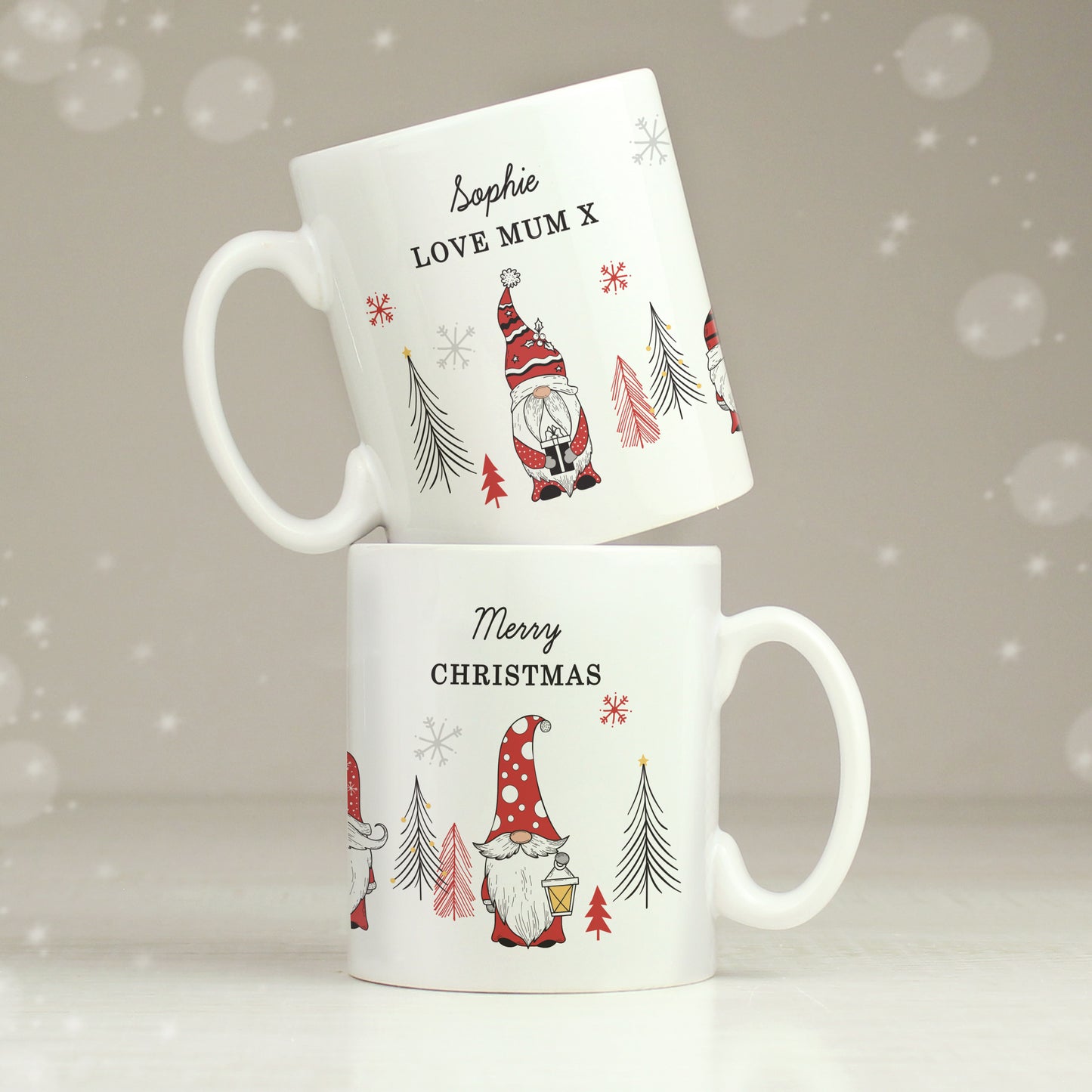 Personalised Christmas Gonk Pattern Mug - MK&JD Gifts
