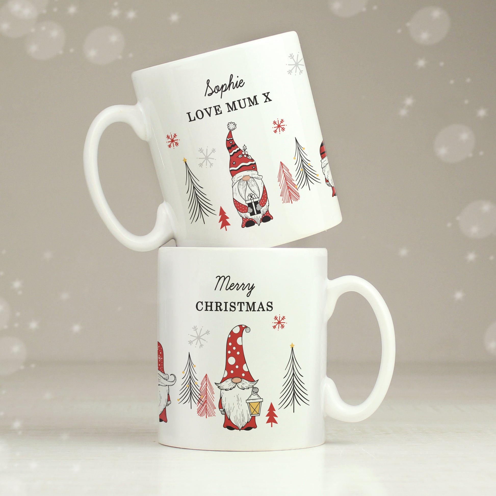 Personalised Christmas Gonk Pattern Mug - MK&JD Gifts