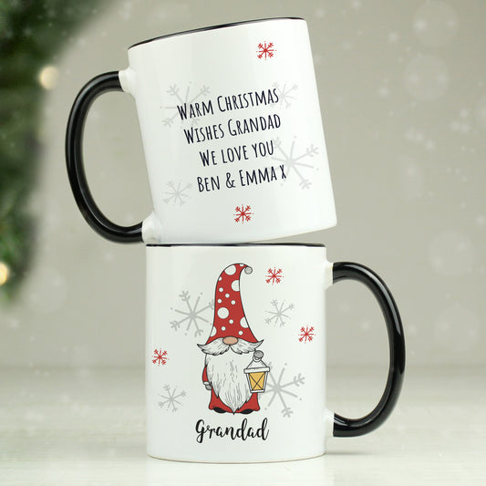 Personalised Gonk Family Black Handled Christmas Mug - Male - MK&JD Gifts
