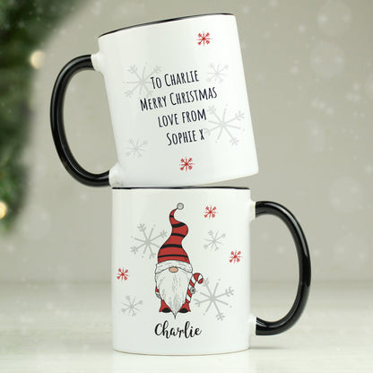 Personalised Gonk Family Black Handled Christmas Mug - Boy - MK&JD Gifts