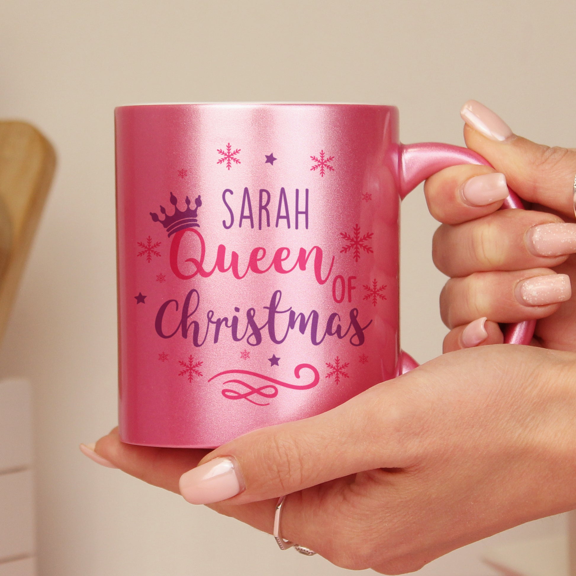 Personalised Queen Of Christmas Pink Mug - MK&JD Gifts