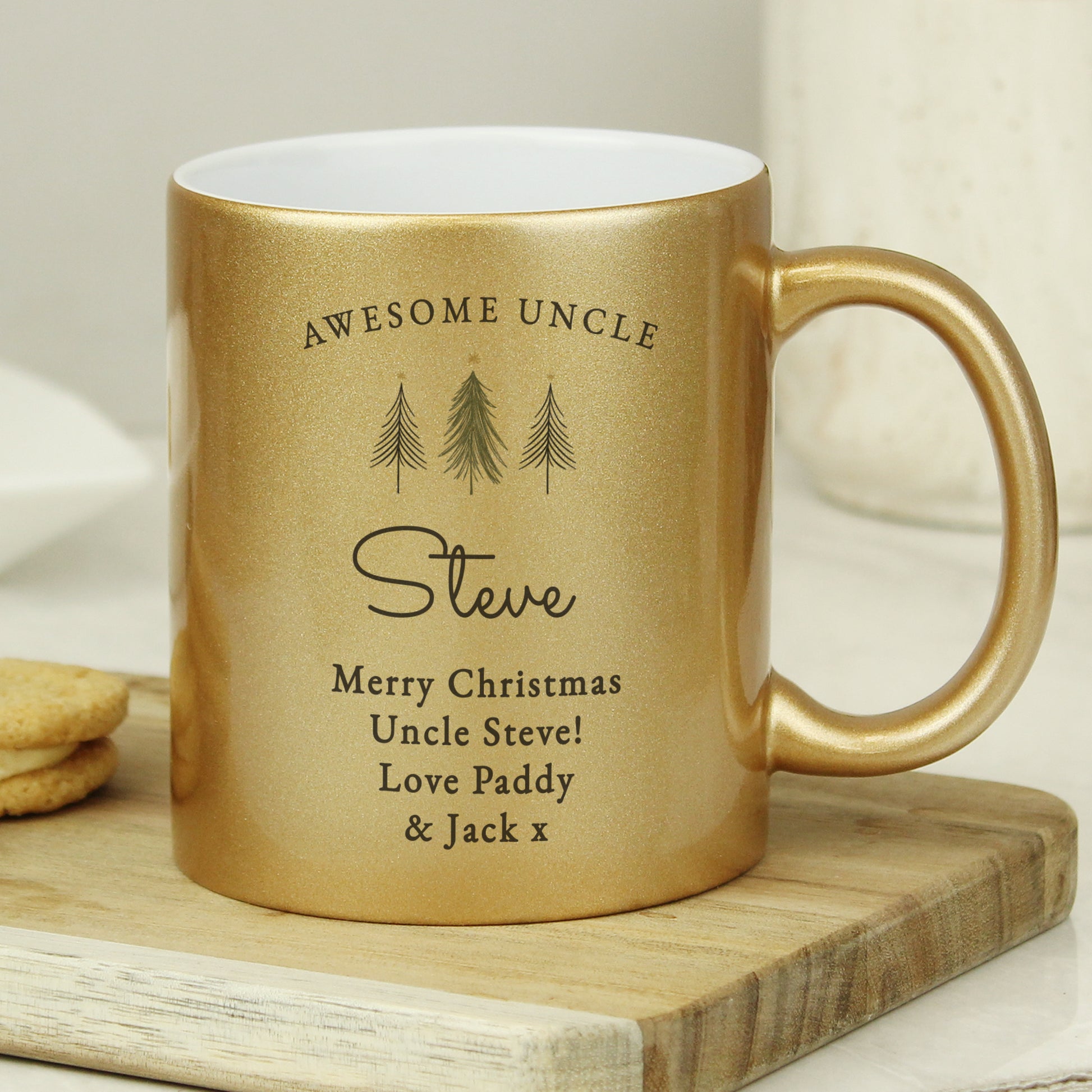 Personalised Christmas Tree Gold Glitter Mug - MK&JD Gifts