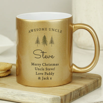 Personalised Christmas Tree Gold Glitter Mug - MK&JD Gifts